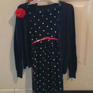 Girls Gap kids polka dot dress w/flower cardigan.